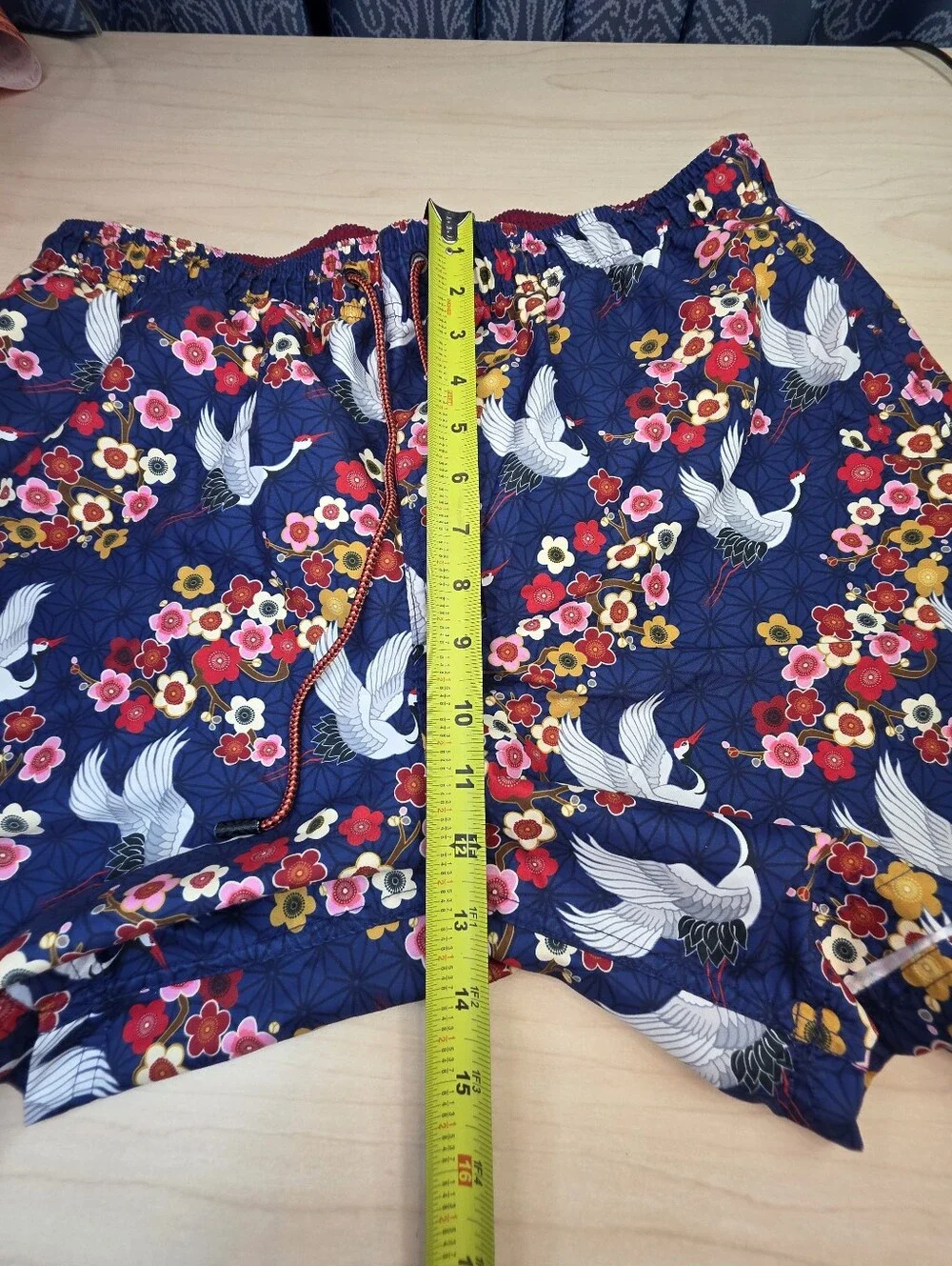 Broken Threads Surf Swim Trunks XL Japanese Crane Floral Print Board Shorts